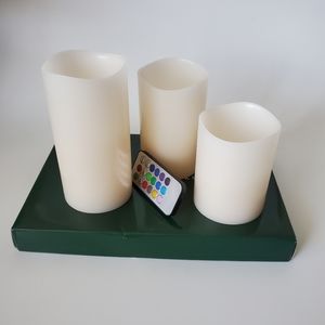 New Jeffrey Banks Set of 3 Pillar LED Flameless Color Changing Candles